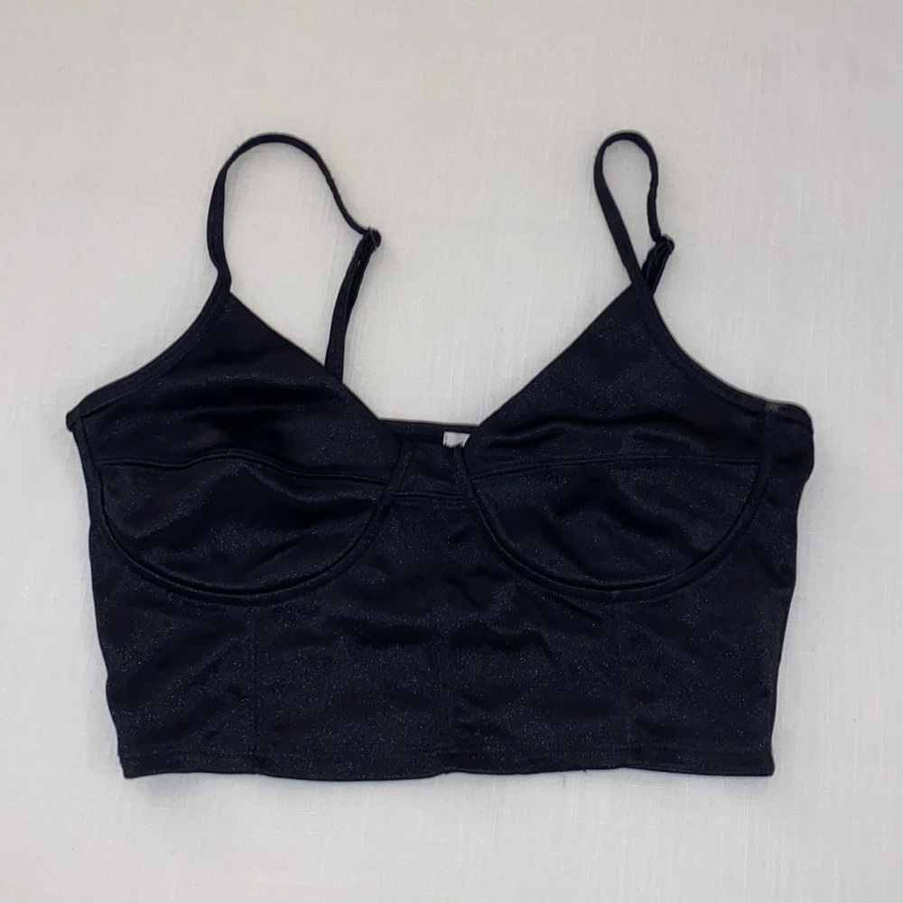 Garage Satin Black Crop Top